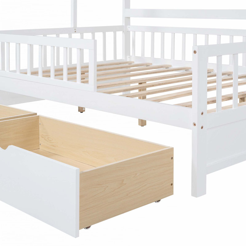 Lit en bois avec 2 tiroirs