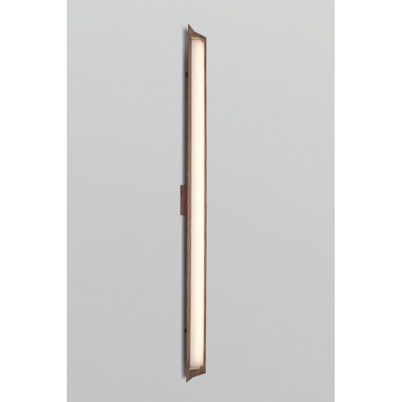 Penna 1 - Light LED Flush Mounted Sconce, 64" H x 7.7" W x 3.5" D, Brushed Brass/Walnut, 3500K Bright White Bulb Temp, 277V