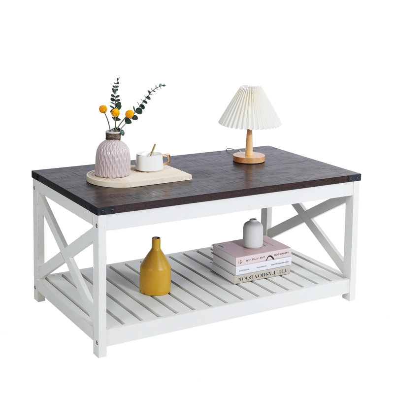 Shardea Single Coffee Table, Espresso, Vintage White