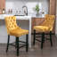 Velours élégant recouvert d'une garniture cloutée décorative, base en bois massif - de 2 chaises de bar dorées confortables