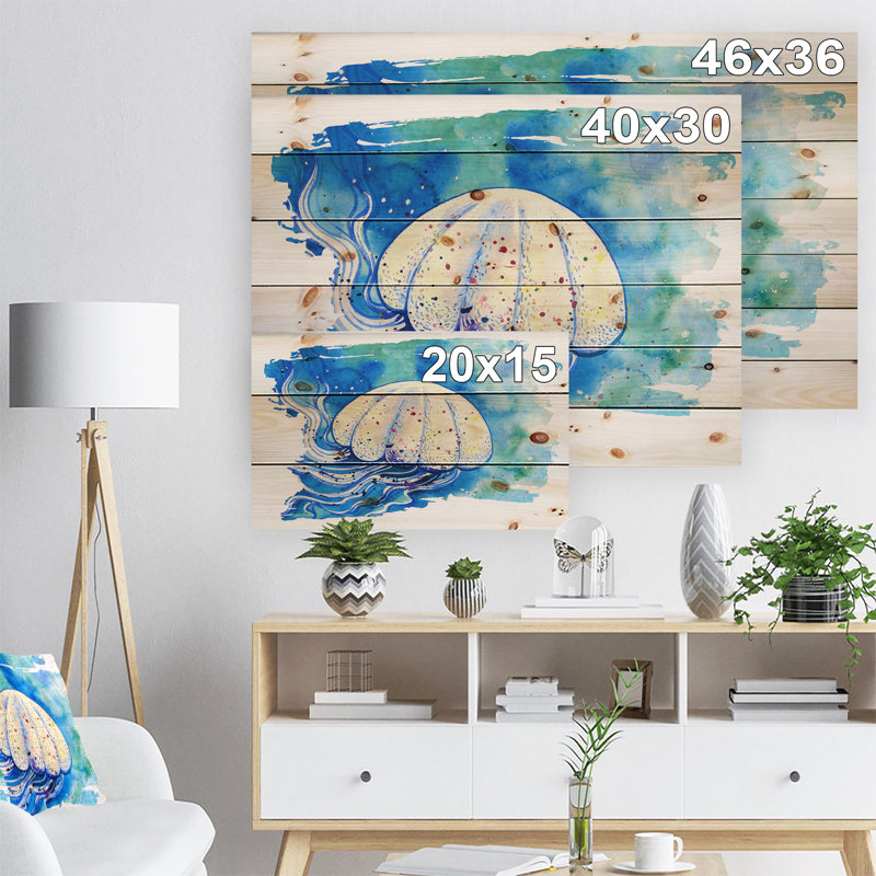 «Jellyfish Watercolor», reproduction d'art sur toile abstraite, H 36 po x l 46 po x P 1,5 po, Bois