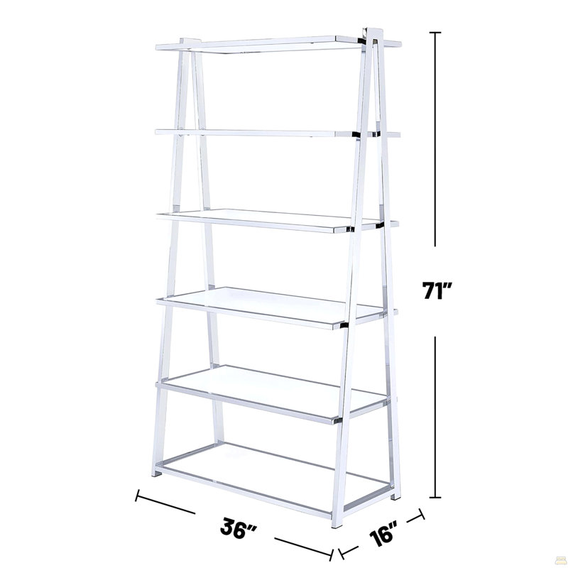 6 tablettes fixes à 6 niveaux, blanc brillant et chrome