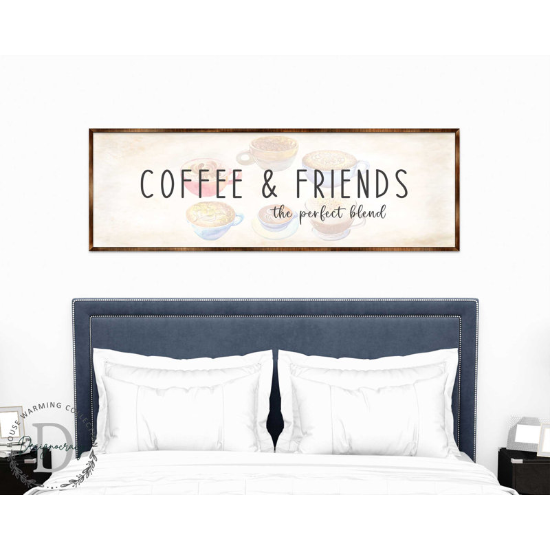 «Coffee & Friends the Perfect Blend» - Cadre photo panoramique, art textuel sur bois, H 27 po x l 9 po x P 0,5 po