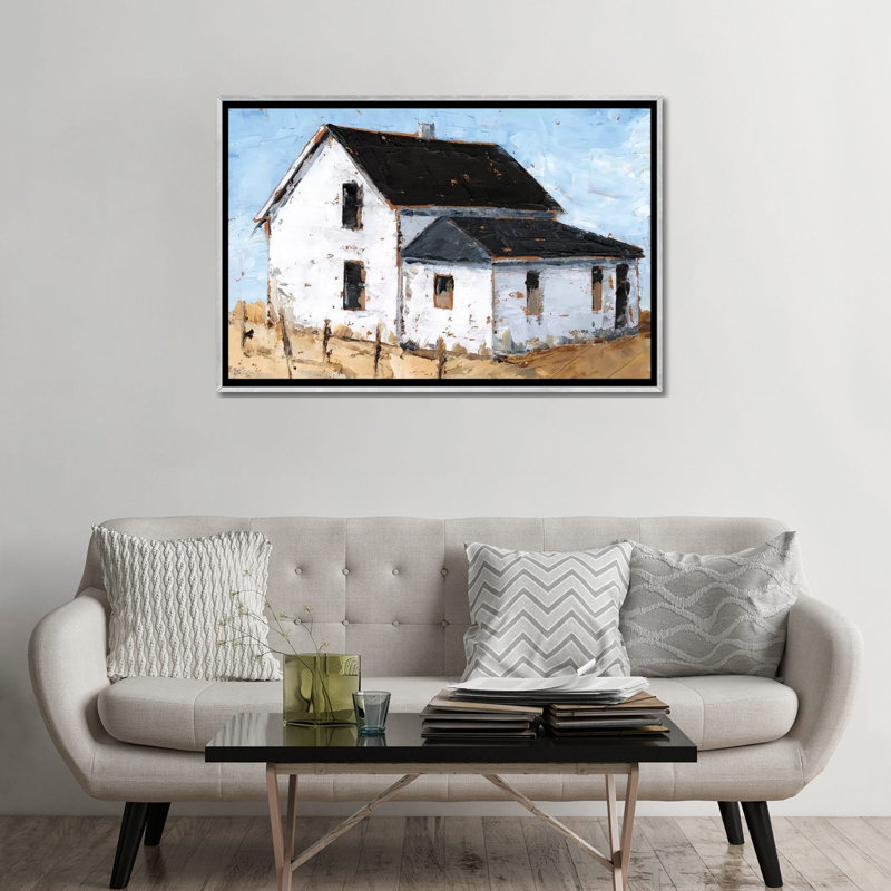 « Abandonné Farmhouse II » par Ethan Harper, reproduction d’art, Toile avec cadre argenté, H 32 po x l 48 po x 1,5 po