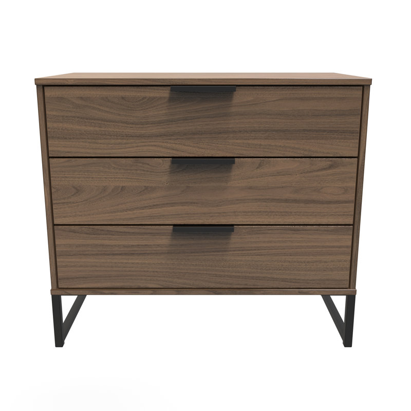 Turah 77cm W 3 - Drawer Chest of Drawers, Carini Walnut
