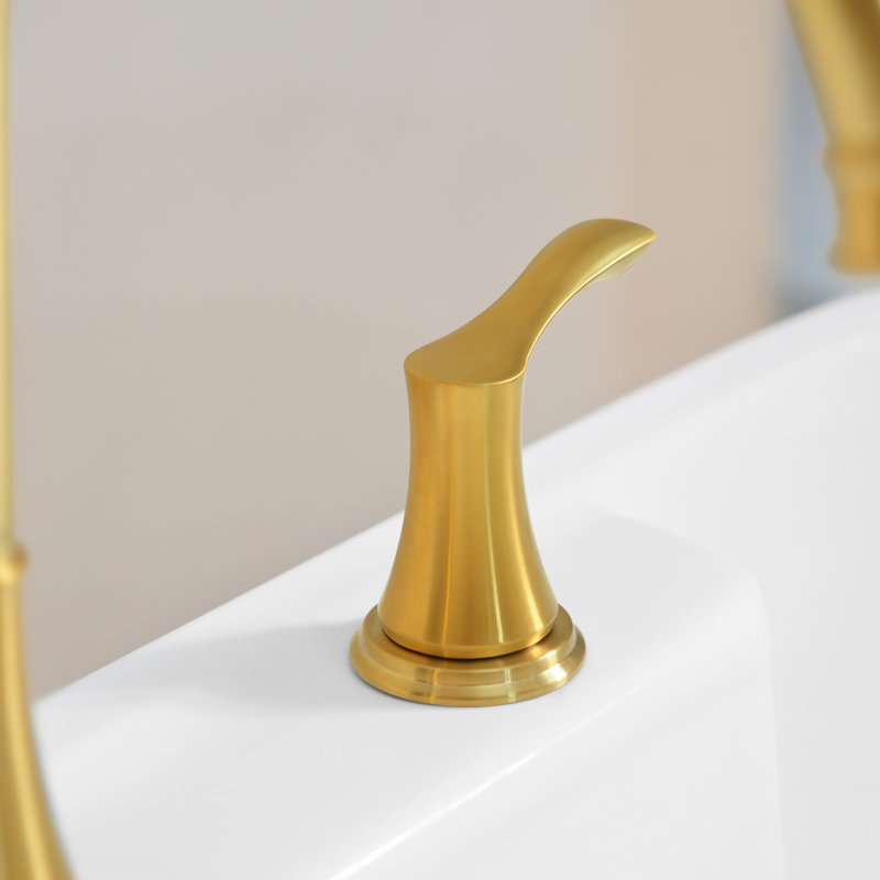 2-Handle High Arc Widespread Roman Tub Faucet, Brushed Gold