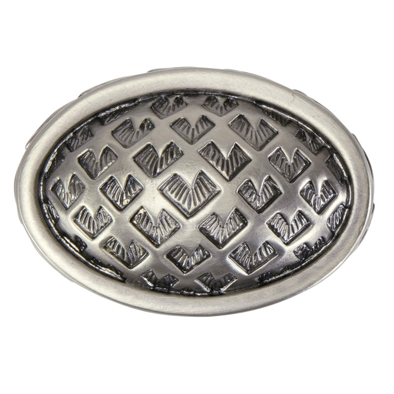 THAMES OVAL KNOB IN  PLATE, Antique Silver