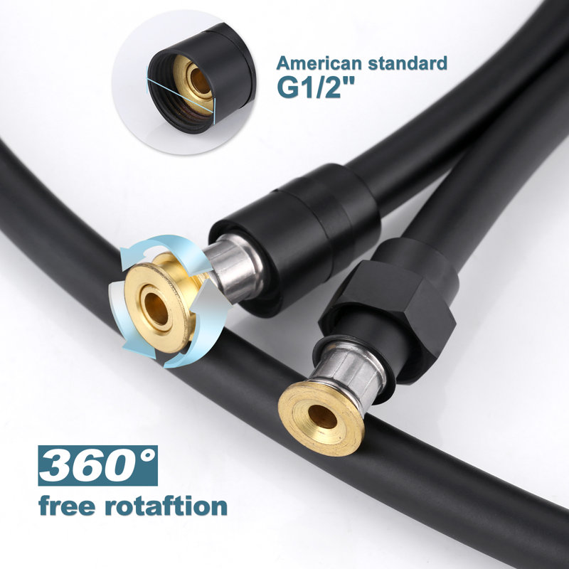 Matte Black 79-Inch PVC Shower Hose with Brass Fittings
