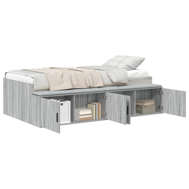 Vidaxl Storage Bed Frame, Small Single (2'6), Grey Sonoma