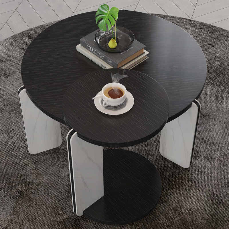 Ensemble de tables basses Nesting, Noir / blanc