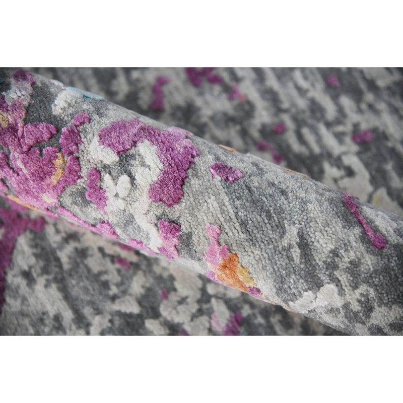 Essence Abstract Area Rug in Pink, Rectangle 9' x 12'