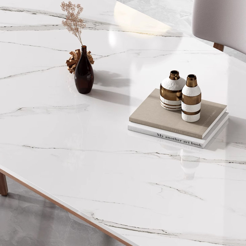 Modern Simple Durable Rock Slab Dining Table, 29.92"H x 59.05"L x 31.49"W