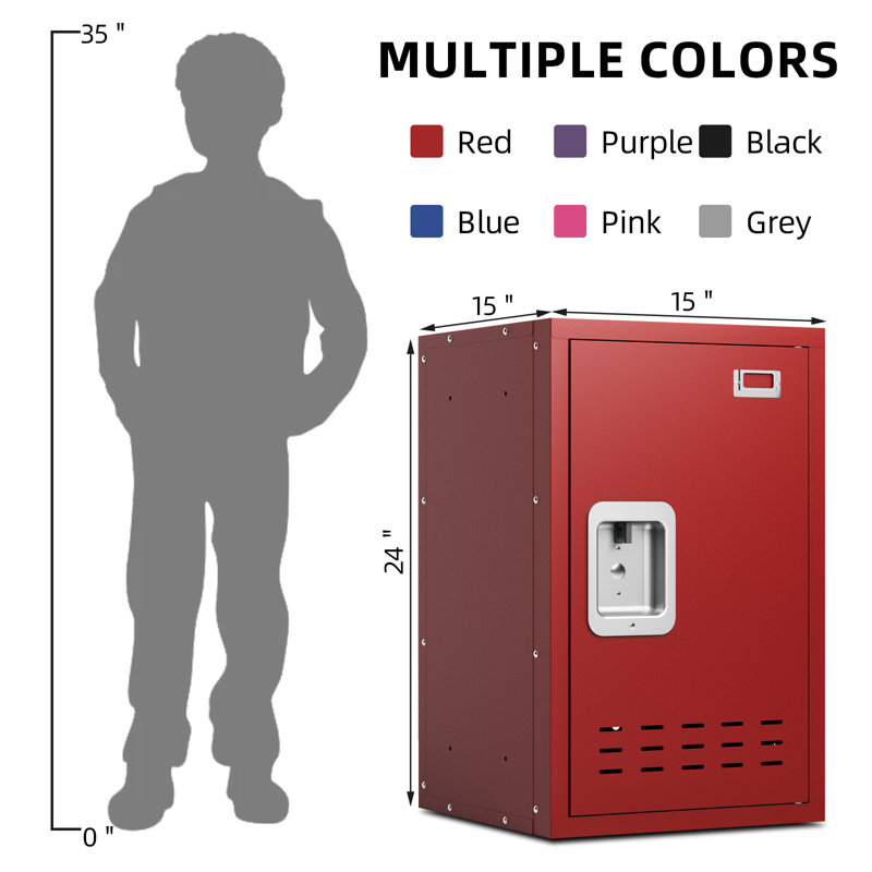 Small Metal Locker,lockable Storage Cabinet, Lockers For Employees,office,kids Locker With Lock, Red