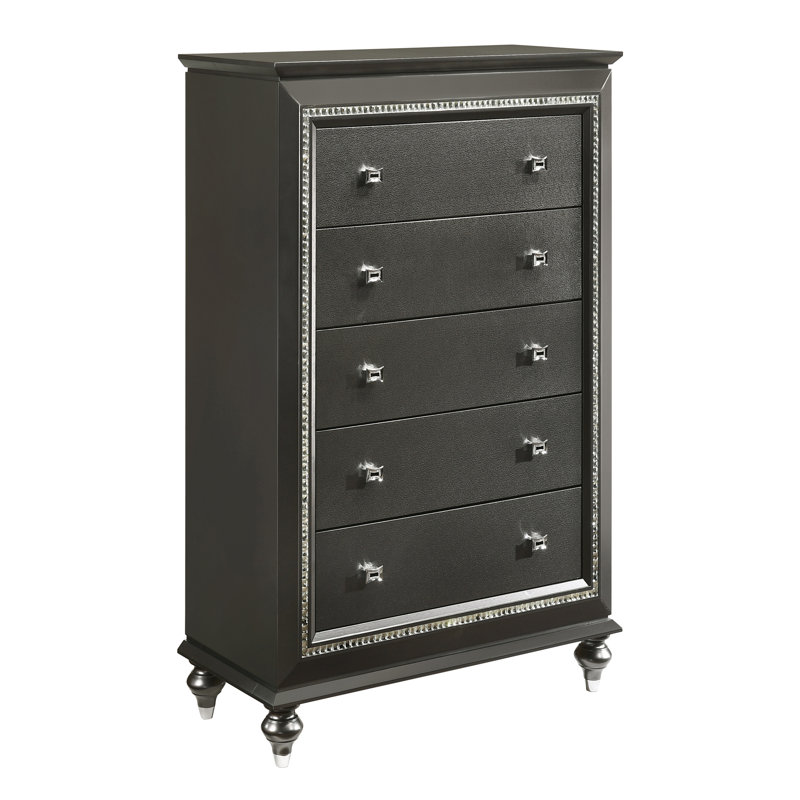 Commode 5 tiroirs Kamaiyah, Gris métallique