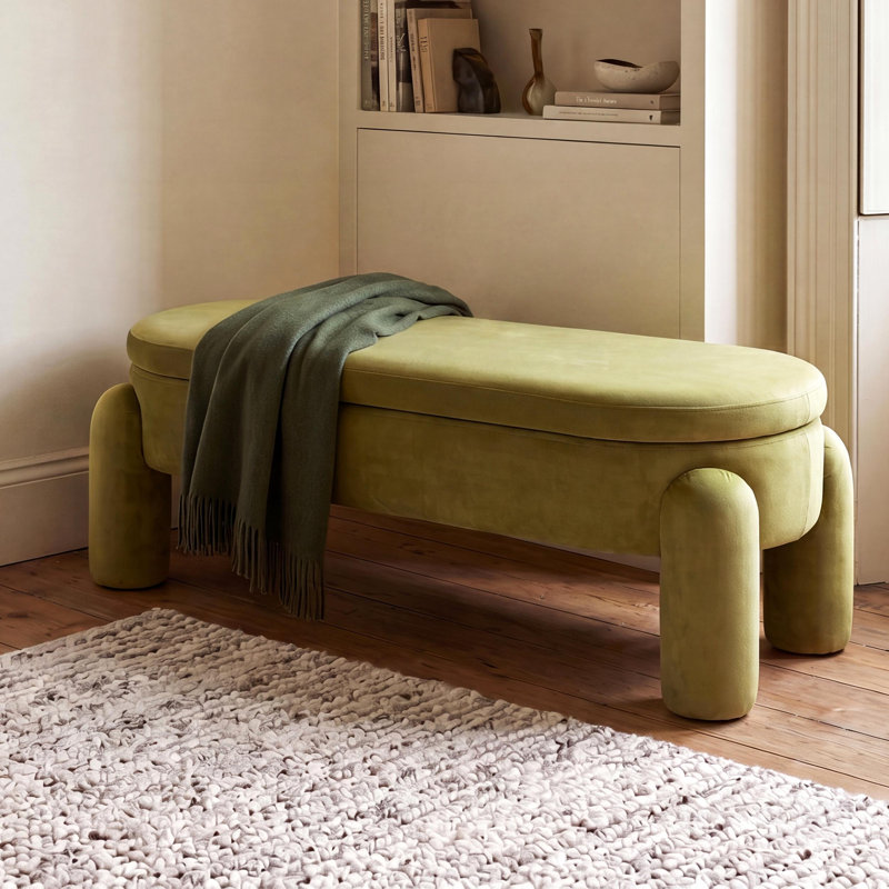 Akikazu Upholstered Storage Bench, Green