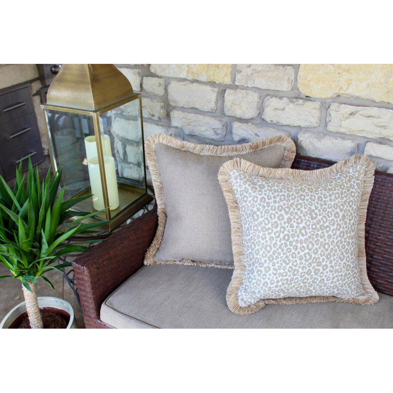 Ensemble de housse de coussin et insert 2 pièces en acrylique Sallie Duncan Designs, Brun clair / Blanc, Carré