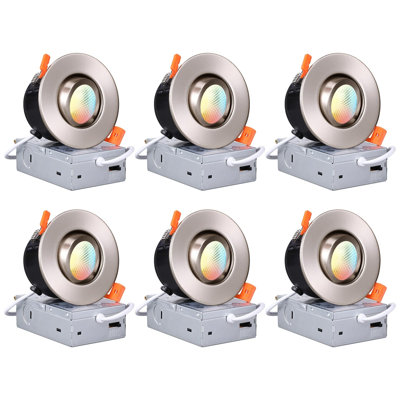 Spot encastré DEL 3 po 5CCT à cardan, IRC 90+, orientable et dimmable, avec boîte de jonction, étanche à l'air et conforme aux normes IC, finition nickel satiné