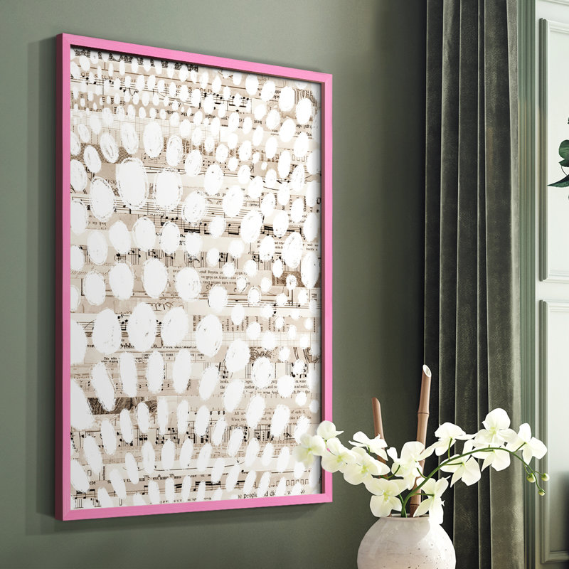 Reproduction encadrée de motif rétro II - bois massif, Cadre photo rose simple, H 10 po x l 8 po