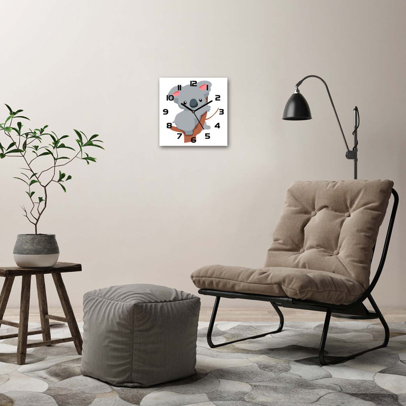 Ileane Glass Wall Clock, Black/Grey/Brown