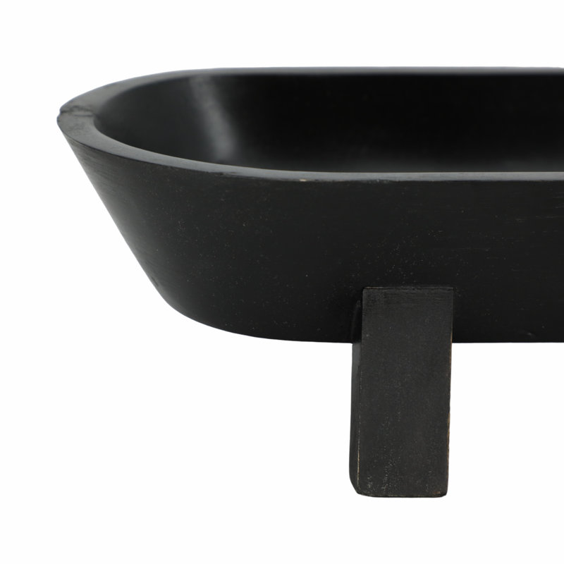 Bol décoratif en bois massif l 15,5 po , Noir