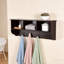 Portemanteau mural espresso avec 4 crochets doubles et tablette de rangement en bois-311198922