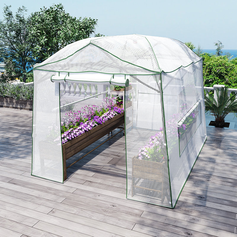Walk-in Greenhouse, Portable Pop-up Greenhouse for Indoor Outdoor, Plant Garden Green House with Zippered Doors, 134.4" D