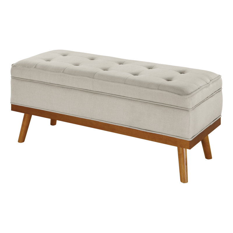 Boyu Polyester Blend Upholstered Storage Bench, Wheat Polyester Blend
