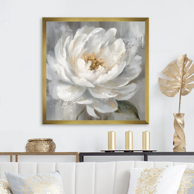 White Grey Peonies Artistry - Peonies Canvas Art