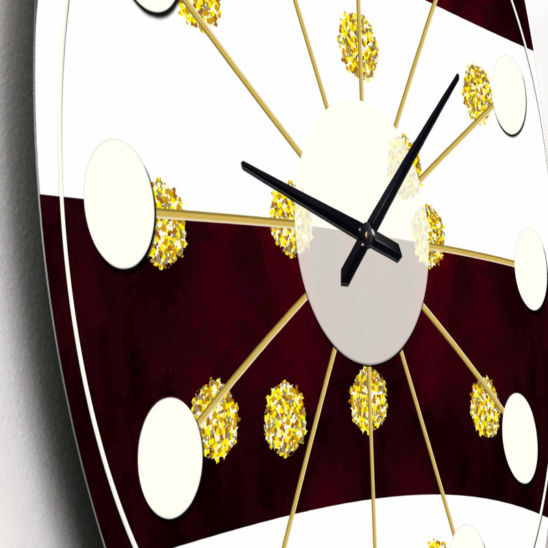 Motif à pois doré I - horloge murale moderne Mid-Century, Petit