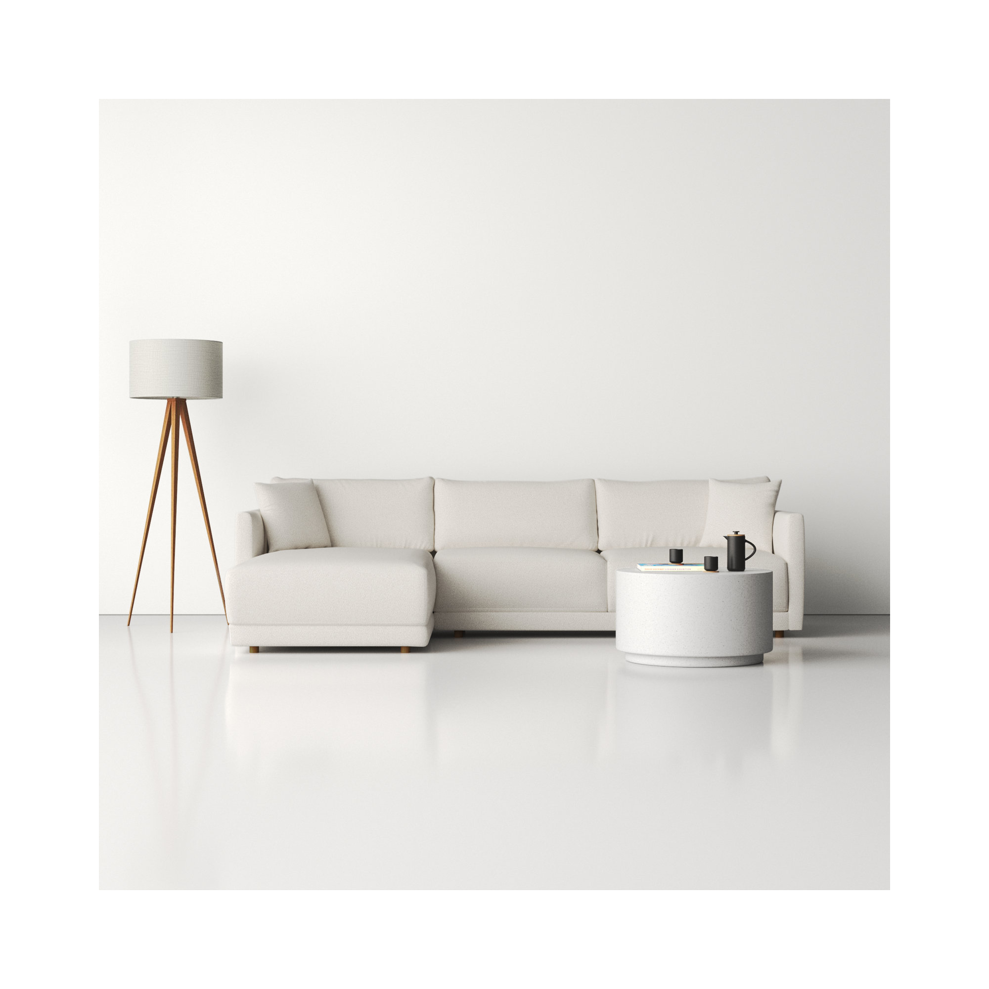 Vervino Upholstered Sectional, Oyster Boucle, Left Hand Facing