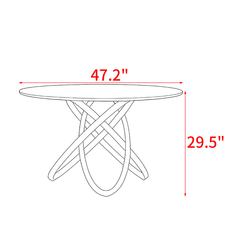 Table de salle à manger simple et moderne en bois massif, H 29,5 po x L 47,2 po x l 47,2 po