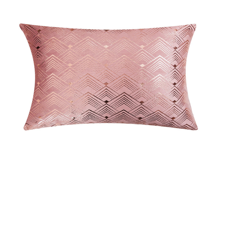 Housse de coussin rectangulaire en velours Velvet Throw  Pillow Cover with Geometric pattern, Rose
