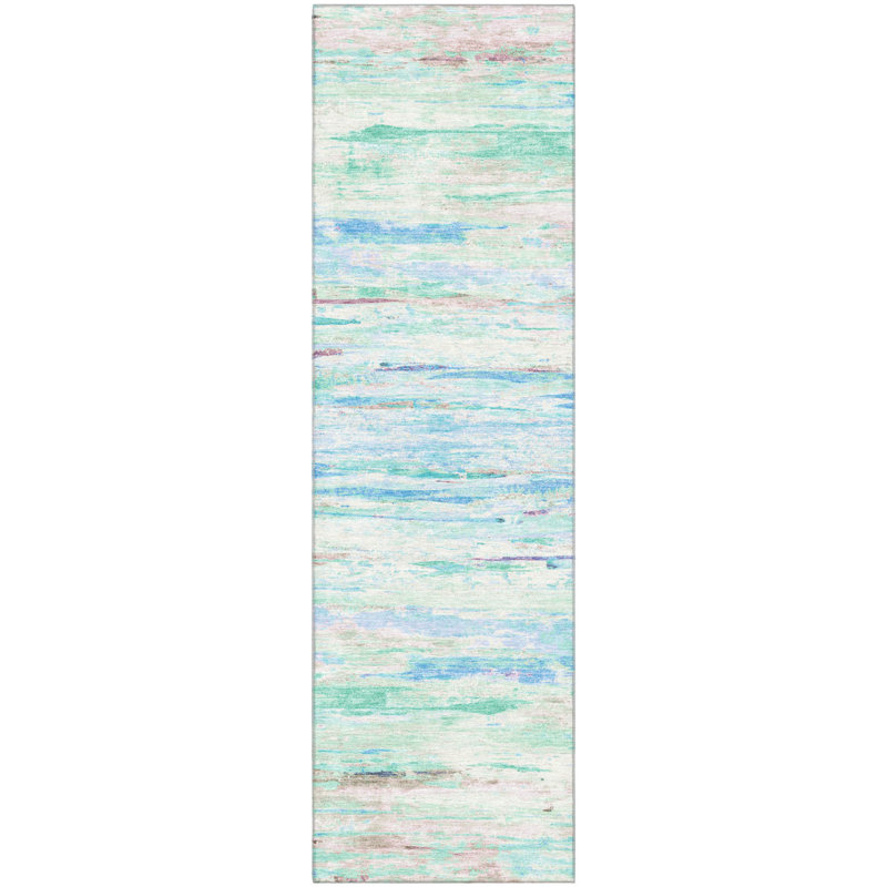 Tapis abstrait lavable à la machine Premium Pirtle, Tapis de couloir 2 pi 3 po x 7 pi 6 po