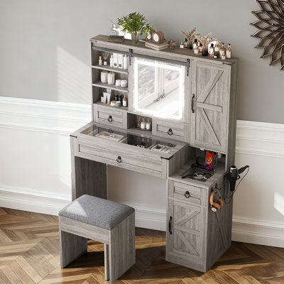 Ensemble de coiffeuse avec coiffeuse et miroir