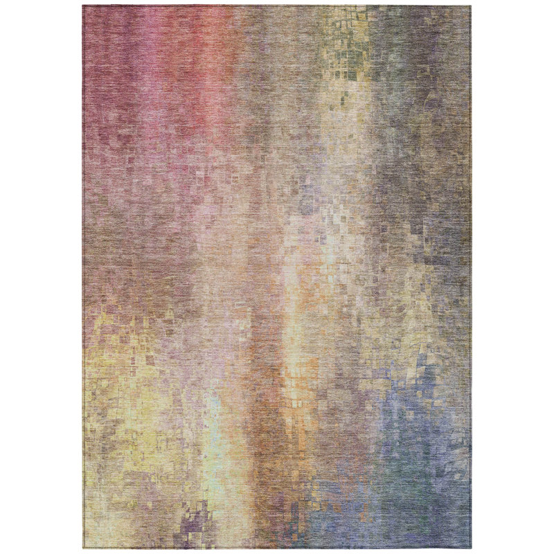 Machine Washable Indoor/Outdoor Kaczor ACN2241 Abstract Rug, Rectangle 5' x 7'6"