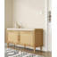 Banc d'entrée en rotin avec coussin, rangement à chaussures à 2 niveaux avec tablette réglable et portes d'armoire, structure en bois massif pour le couloir, le salon ou la chambre à coucher