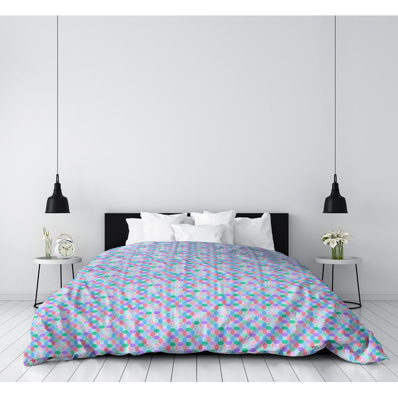 Housse de couette Katelyn Elizabeth, Polyester brossé, Housse de couette simple TG, Gris / Bleu / Vert