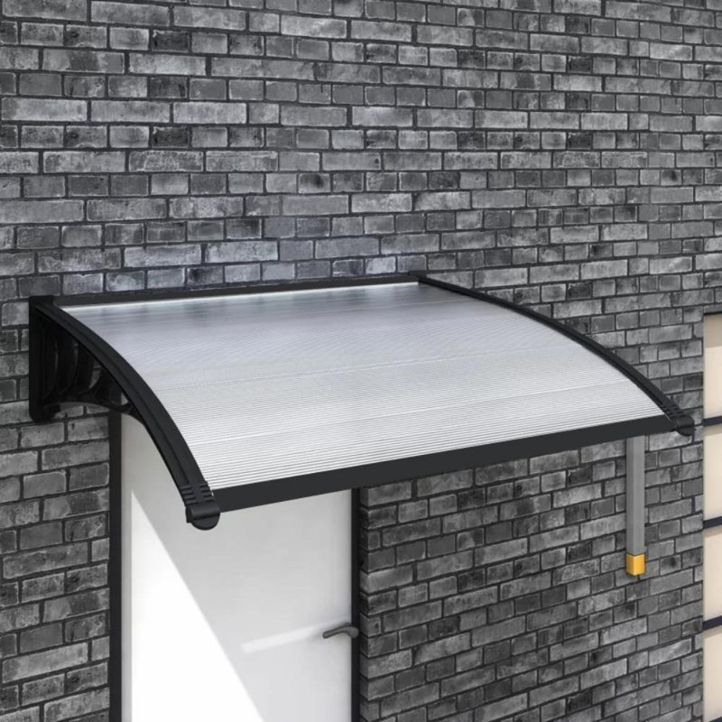Garden Sanctuary Plastic Cover Retractable Door / Window Awning, Clear/Black, 23.8cm H x 120cm W x 80cm D