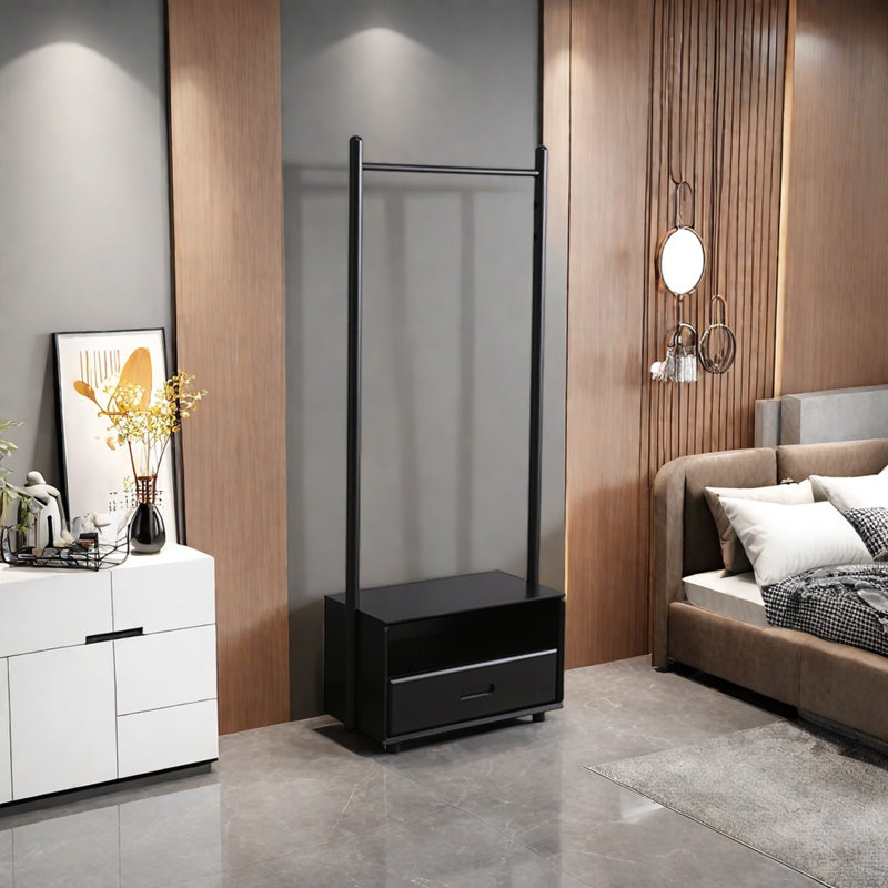 Portemanteau polyvalent et réglable avec rangement, Noir