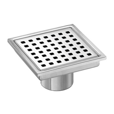 FlowGuard 4" Brushed Nickel square grid drain
