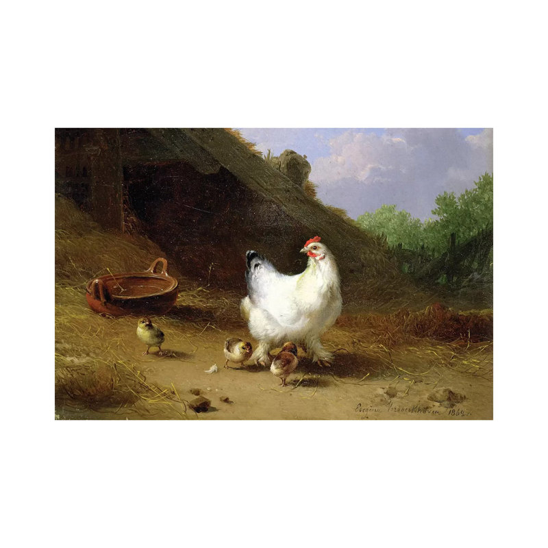 A Hen With Her Chicks by Eugene Joseph Verboeckhoven - Wrapped Canvas Print, 66.04 cm H x 45.72 cm W
