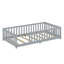 Wood Twin Bed Frame With Fence Guardrails-113587538