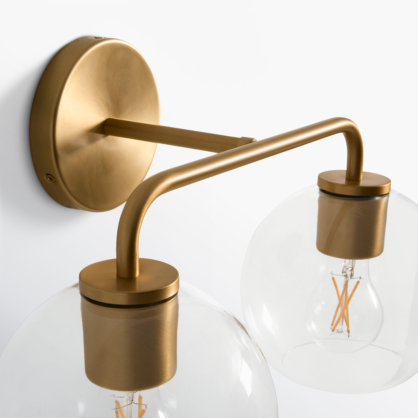 Childerley 2 Light Vanity, Satin Brass, Clear