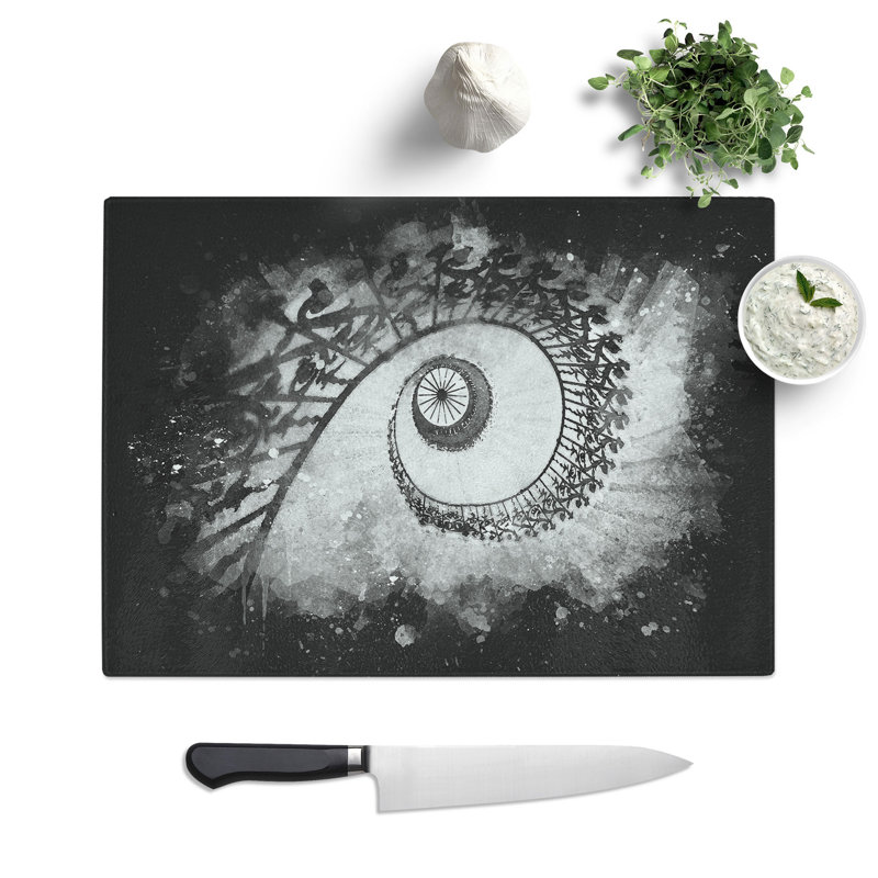Tempered Glass Spiral Staircase Chopping Board, 20 cm x 28.5 cm