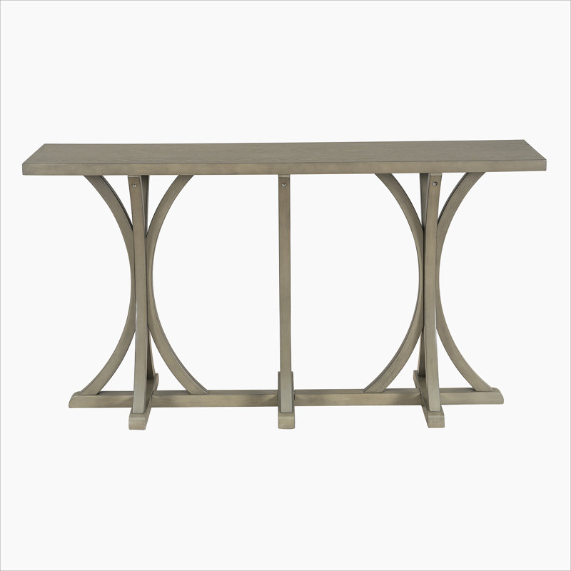 59.8'' Wooden Console Table With Oak Veneer Top,Farmhouse Entryway Table With Rubber Wood Slender Curved Legs,Perfect For Living Room,Entryway,Hallway, Dining Spaces.
