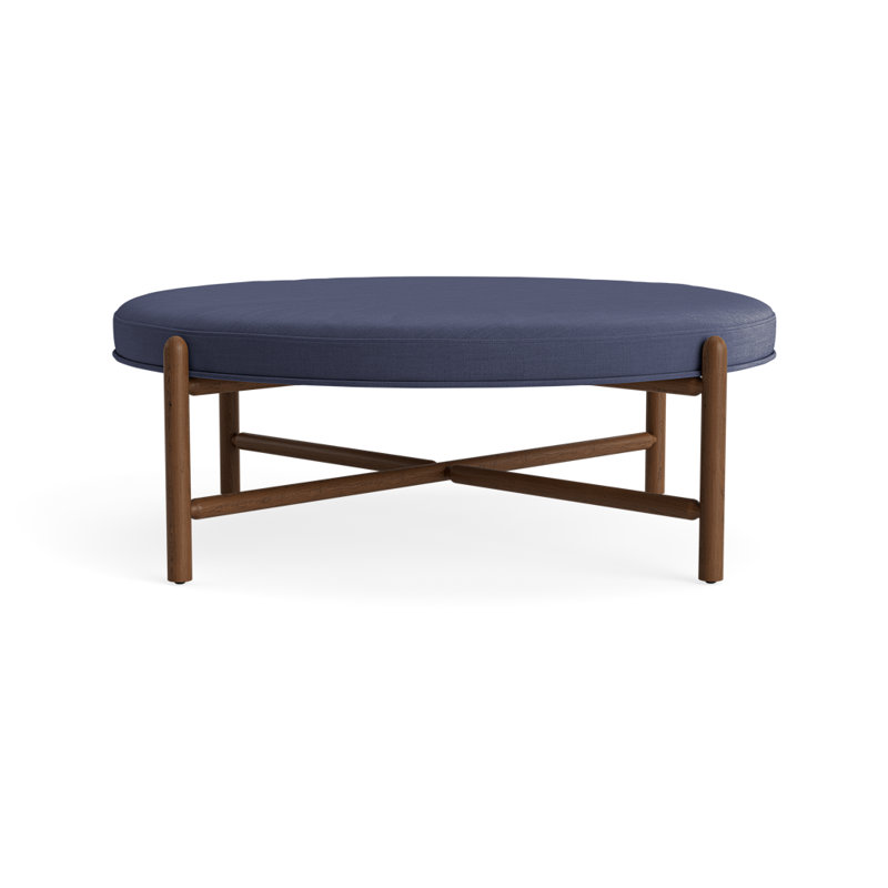 Vane 48" Upholstered Ottoman, Navy, Walnut