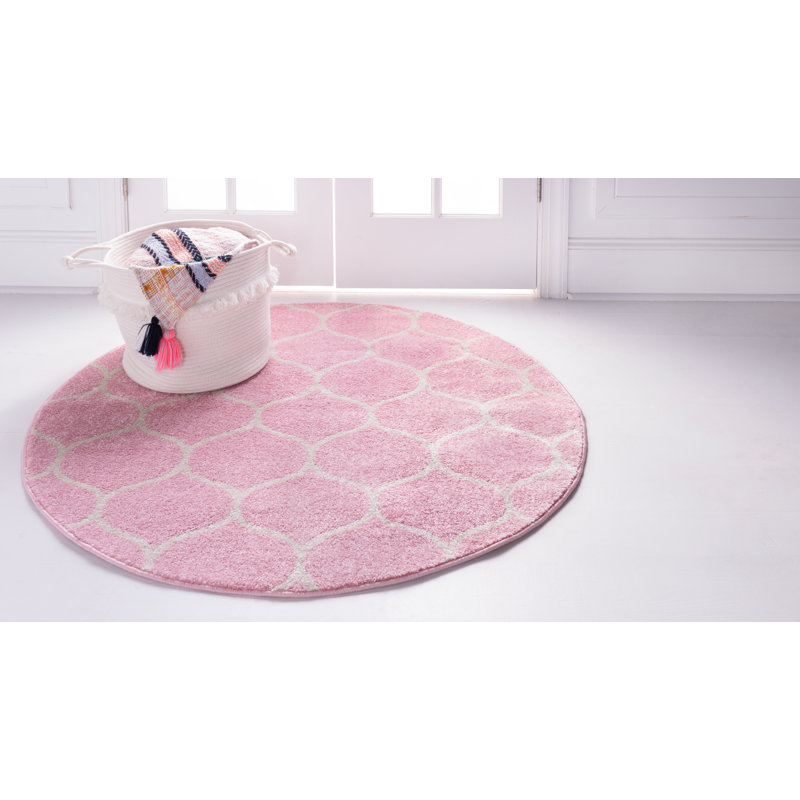 Tapis géométrique Llanet, Rond 3 pi 1 po, Rose