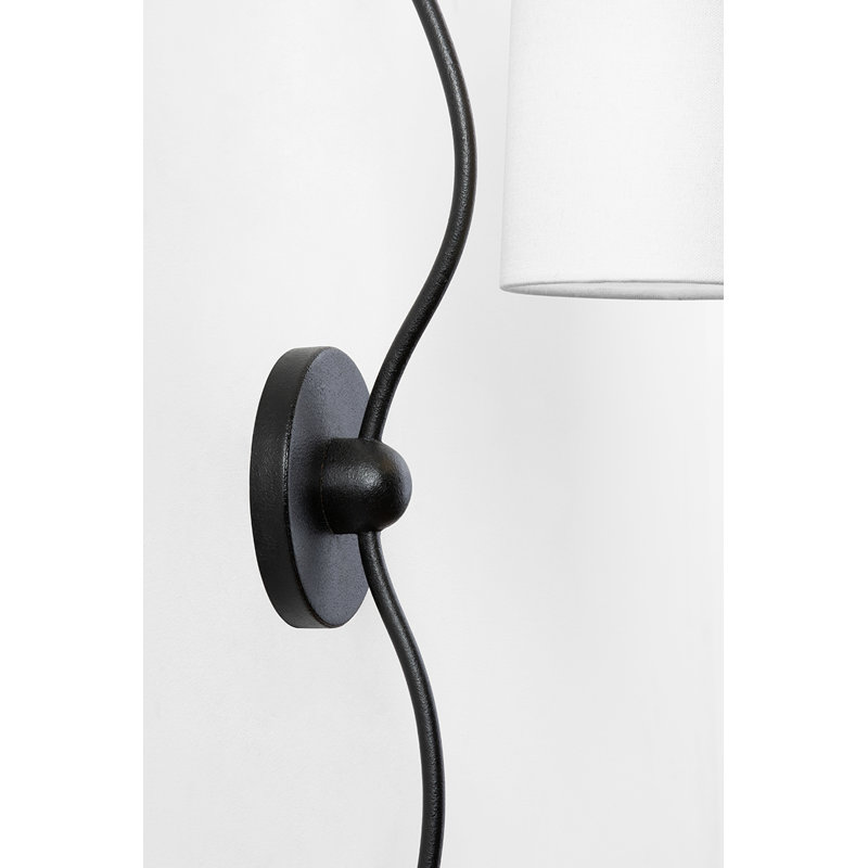Forged Iron Wall Sconce with Natural Linen Shade