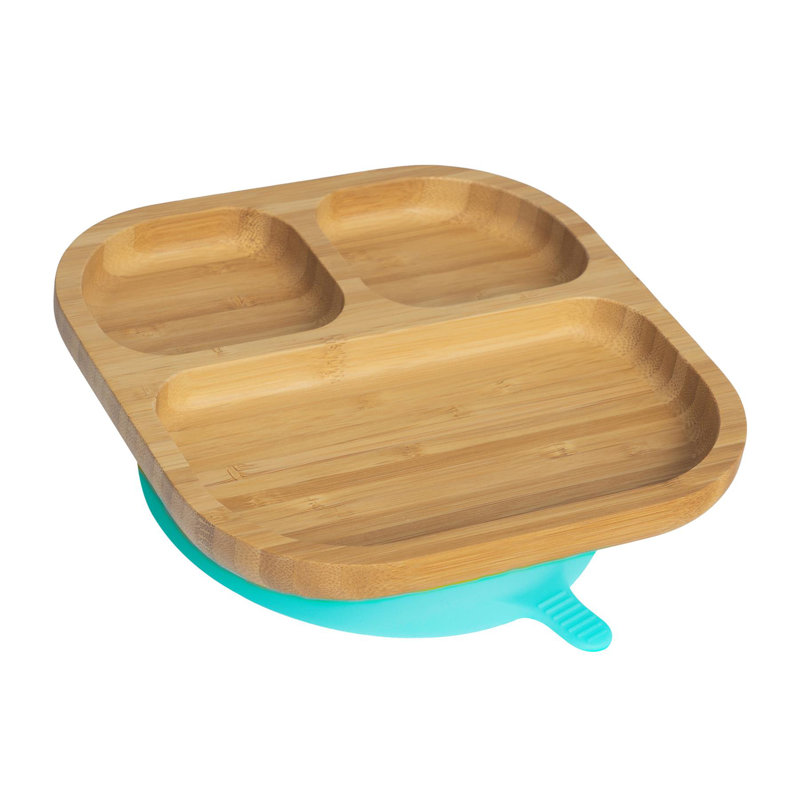 Tiny Dining - Divided Bamboo Suction Plate, Blue