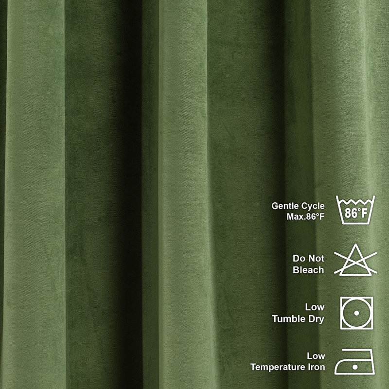 Room Darkening Single Curtain Panel, Green, 245 W x 350 D cm